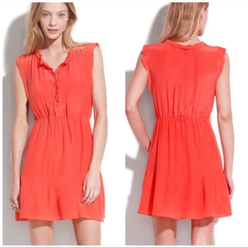 Broadway & Broom Coral Silk Dress